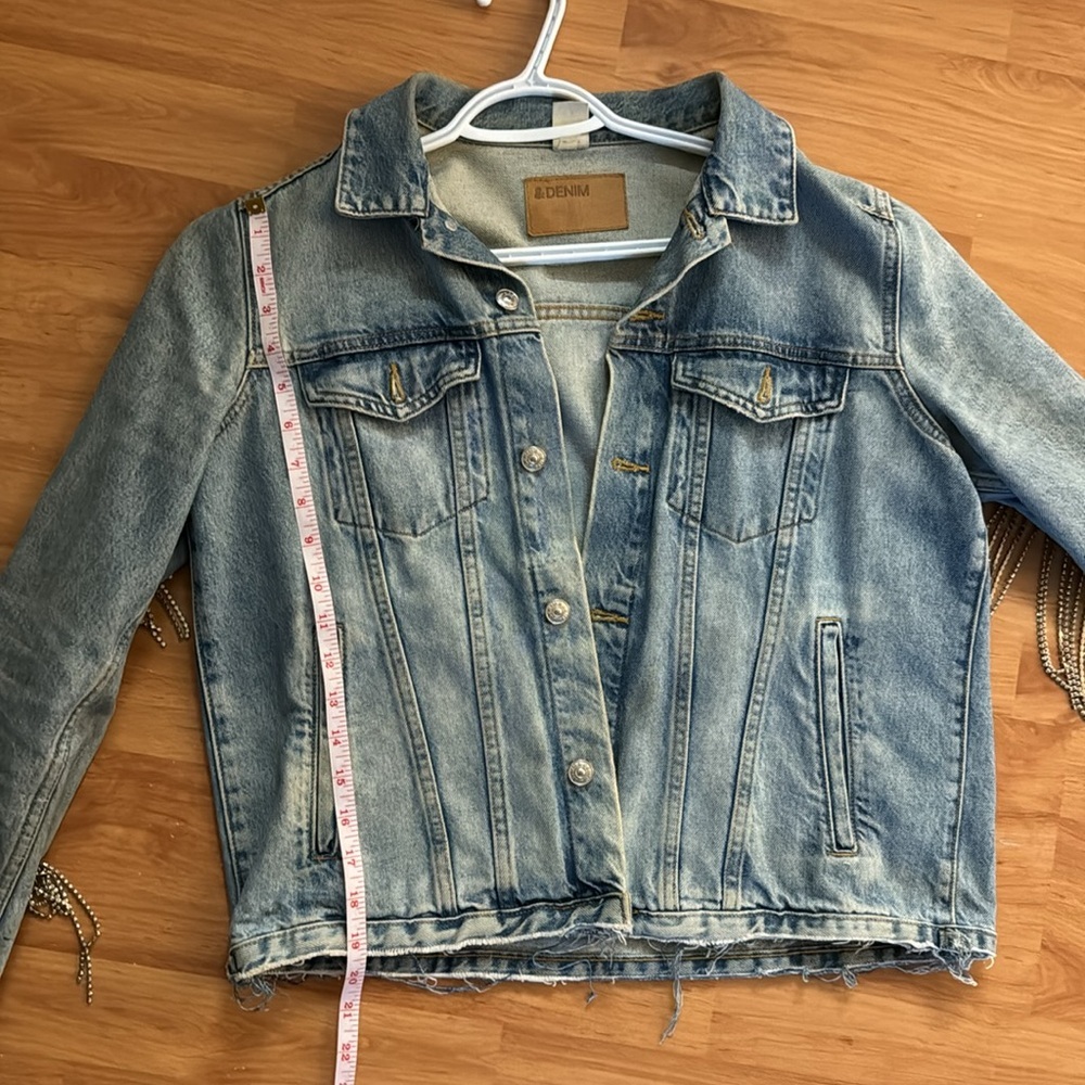 Custom crystal fringe denim jacket - Picture 6 of 6